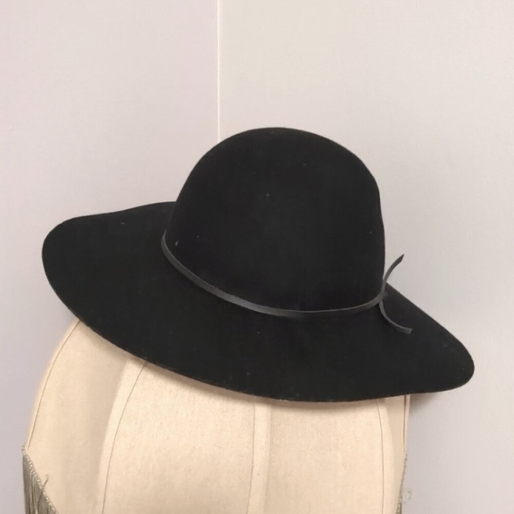 NEW Ace of Something Black Wool Hat Women’s Wide Brim - M - Picture 2 of 5